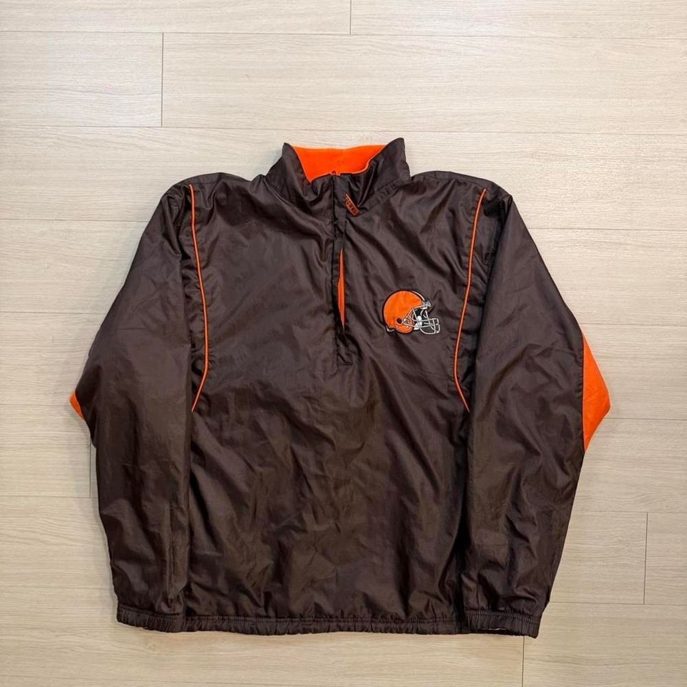 2000's NFL Cleveland Browns Reversible Half Zip Pullover Jacket Mens Size XL